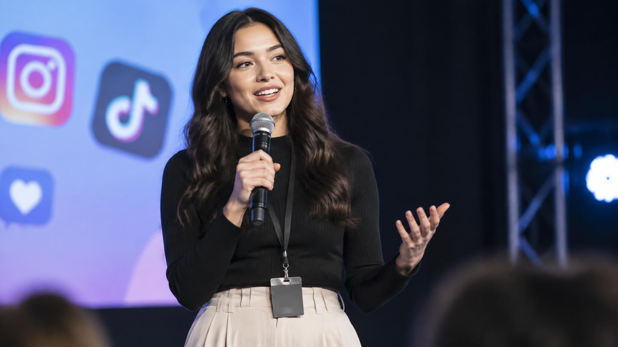 influencer speaking at event